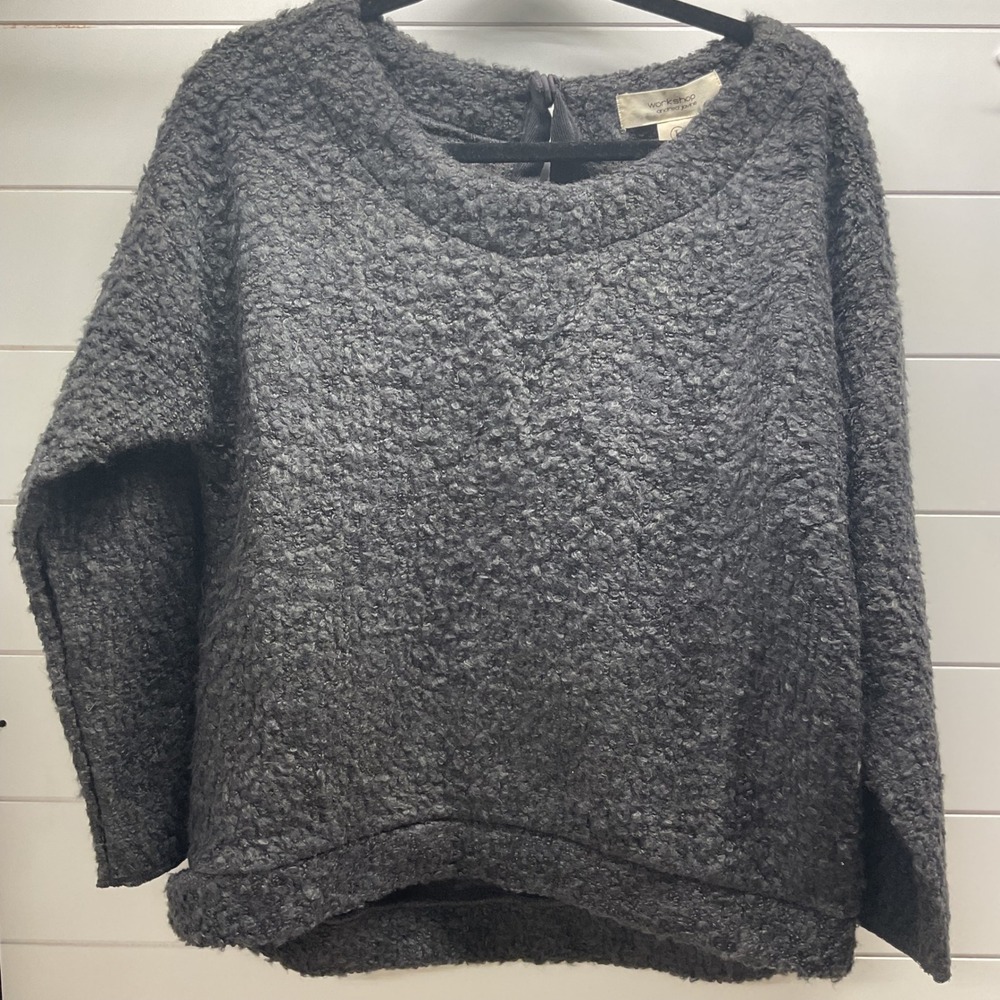 Workshop Andrea Jovine Maisie Boucle Sweater Grey Night Wool Blend NWT L